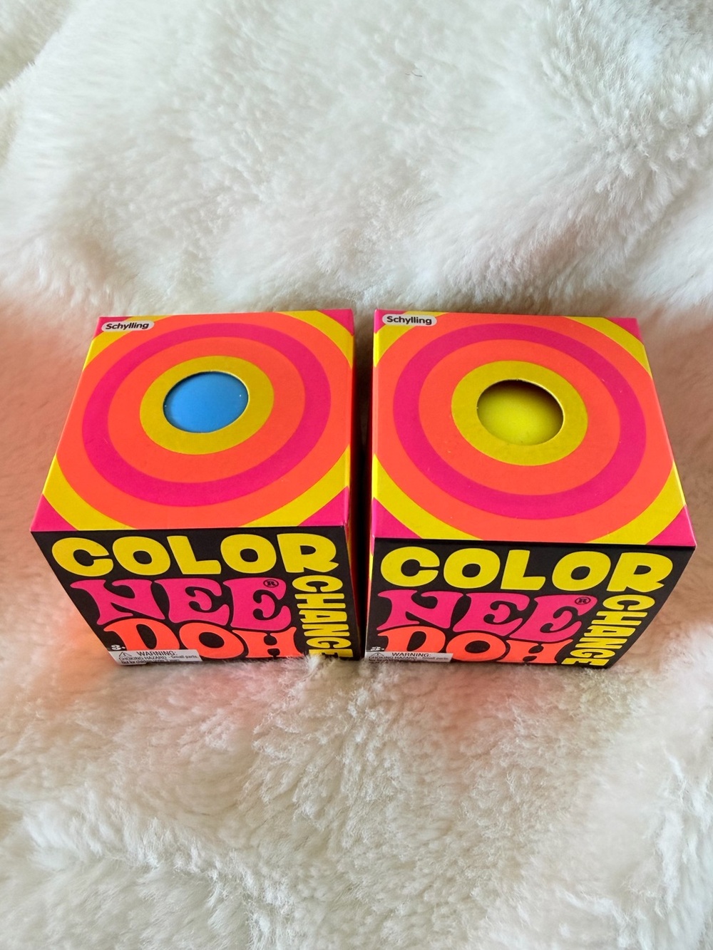 Lot of 2 NeeDoh Color Change Sensory Squishy Fidget Toys -  Blue & Yellow